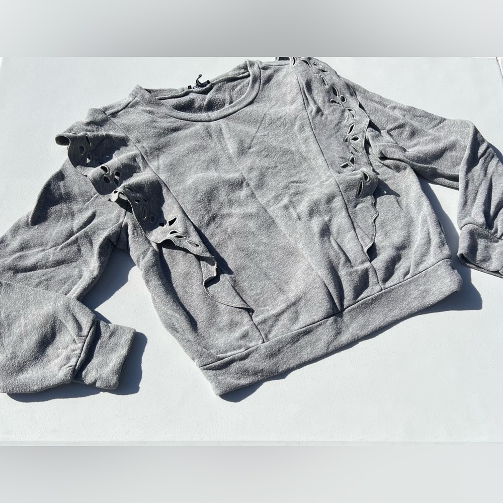 Express Gray Sweatshirt with Eyelet Details